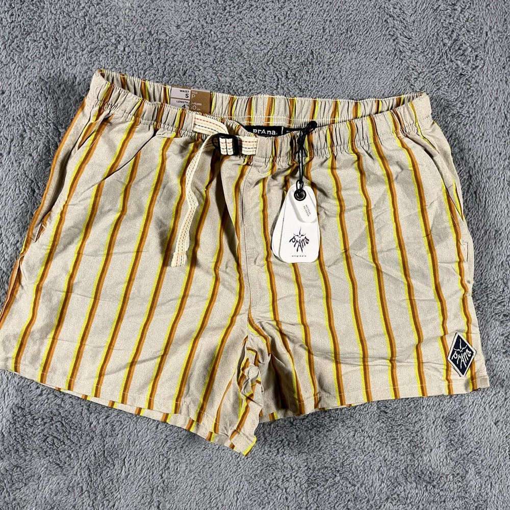 Prana Indio Heritage Shorts Relaxed Fit Men Size Small 4" Inseam Belted Yarrow